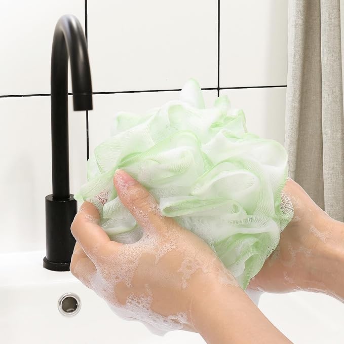 Tbestmax 4 Pack Bath Sponge Pouf Shower Loofah Body Scrubber Exfoliator - Image 4