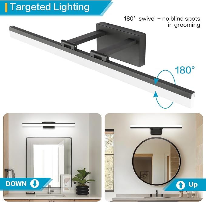 SOLFART Black Vanity Light Modern 31.5 inch Dimmable LED Light - Image 3