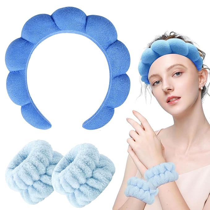 Zkptops Spa Headband for Washing Face Wristband Set Sponge Makeup Skincare - Image 8