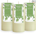Simply Soson 3x6 inch Ivory Rustic Eucalyptus and Sage Pillar Scented Candle by SimplySoson