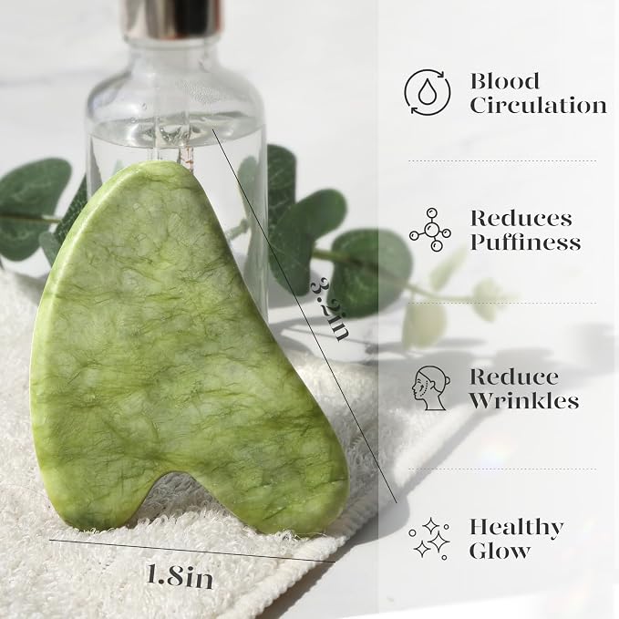 BAIMEI Rose Quartz Roller Set & Xiuyan Jade Gua Sha – Face Massager Tool and - Image 8