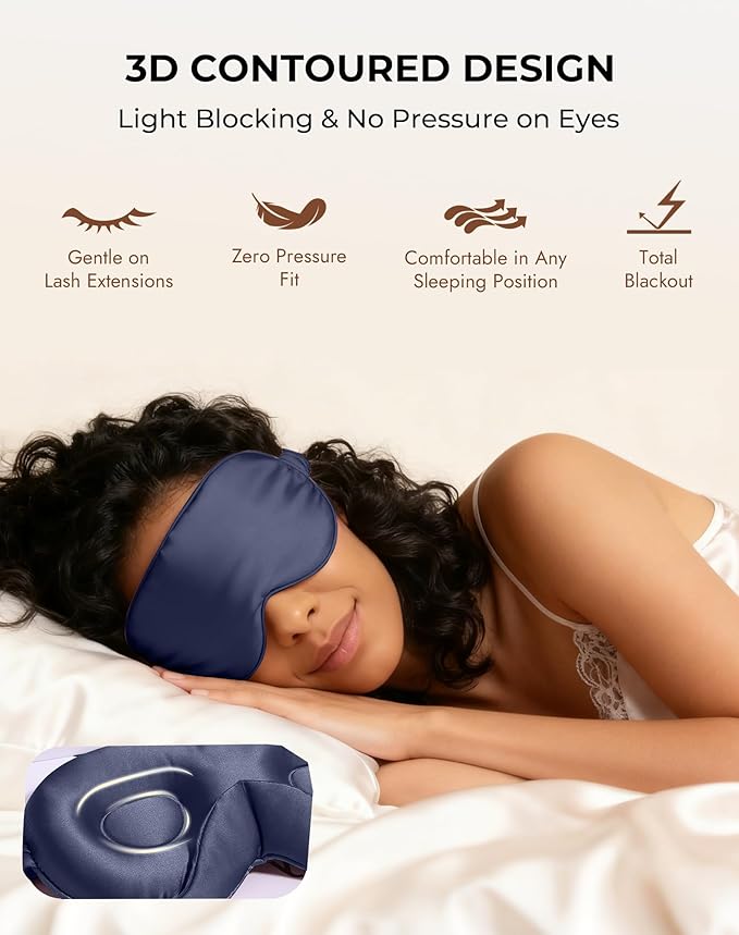 SilkSilky 100% 22 Momme Mulberry Silk Sleep Mask – Upgraded 3D Contoured Eye - Image 5