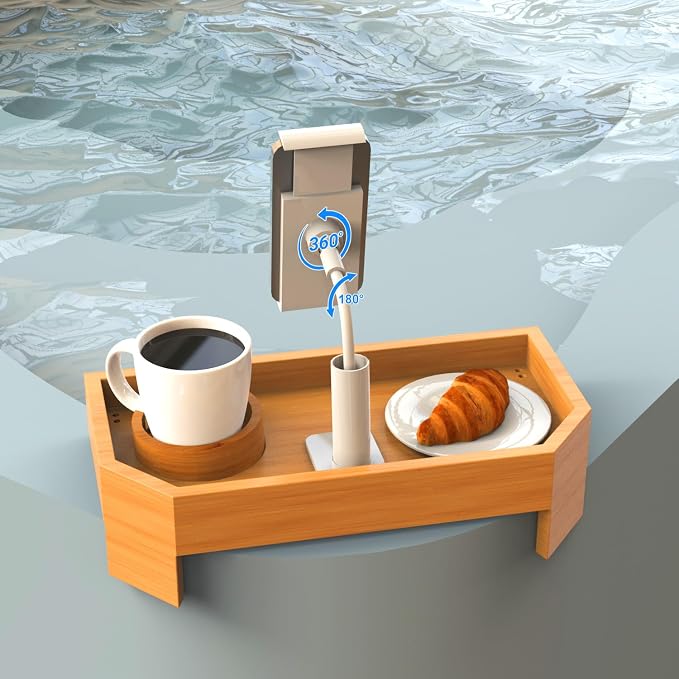 Vespara Bamboo Hot Tub Tray Table - Image 2