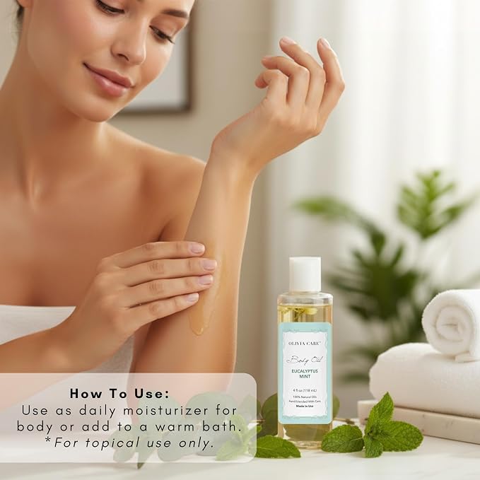 Olivia Care Body Oil Eucalyptus Mint Vegan & Natural | Hydrating & Moisturizing - Image 6
