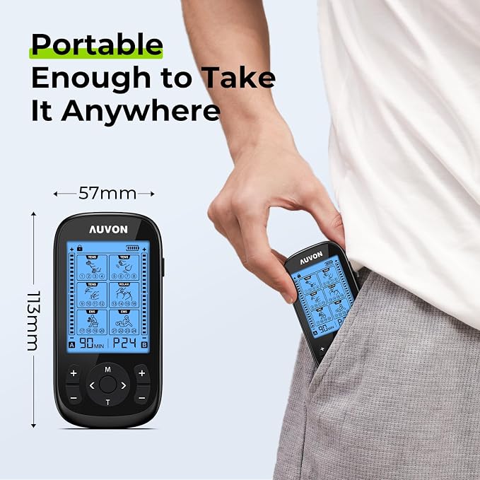 AUVON 3-in-1 TENS Unit Muscle Stimulator, EMS Massage Machine - Image 8