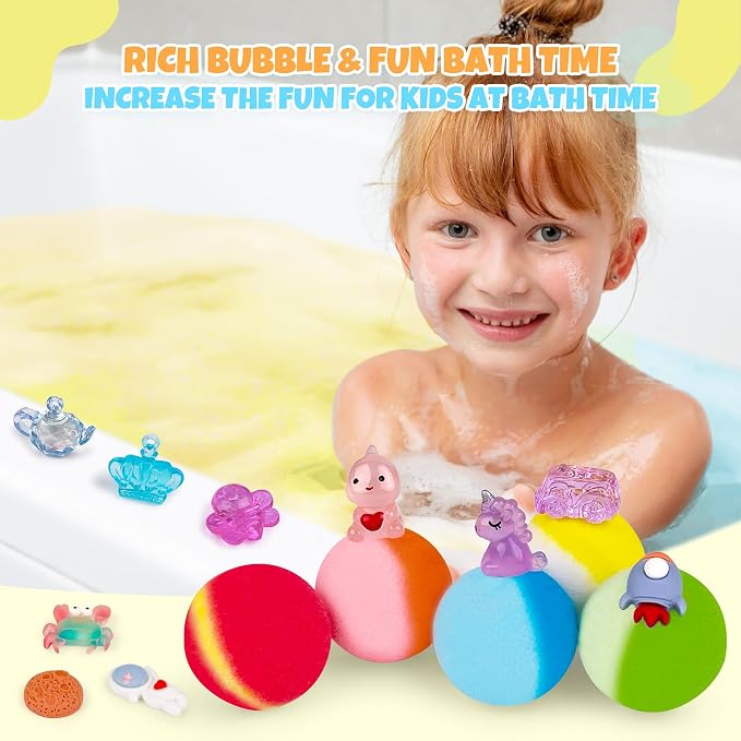 48pcs Bath Bombs for Kids with Toy Inside, Organic Colorful Bubble Bath for - Image 4