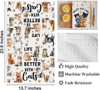 2PCS Cute Cat Kitchen Towels, Cat Themed Gifts Reusable Absorbent Waffle Weave - Image 2