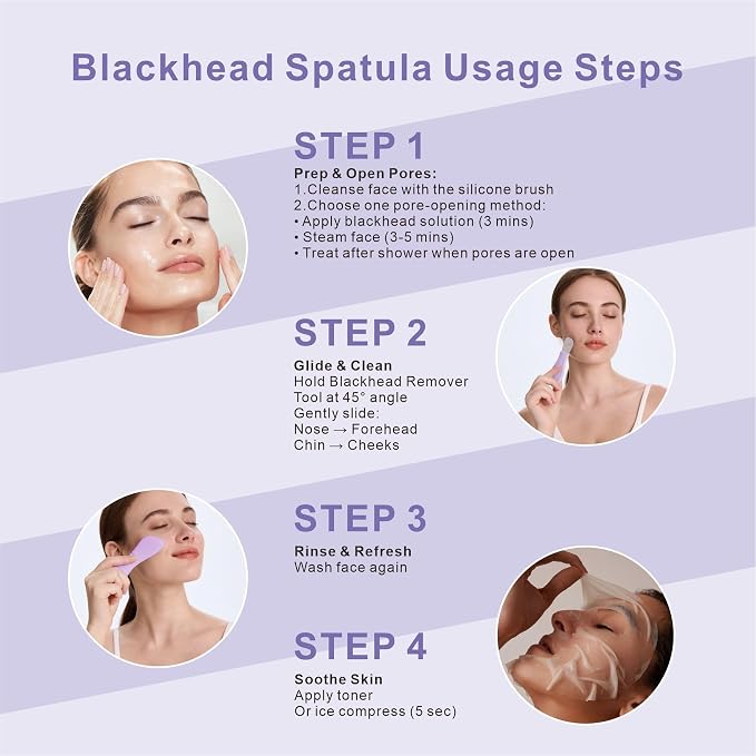 Blackhead Remover & Silicone Face Scrubber, Face Spatula, Facial Cleansing Brush - Image 6