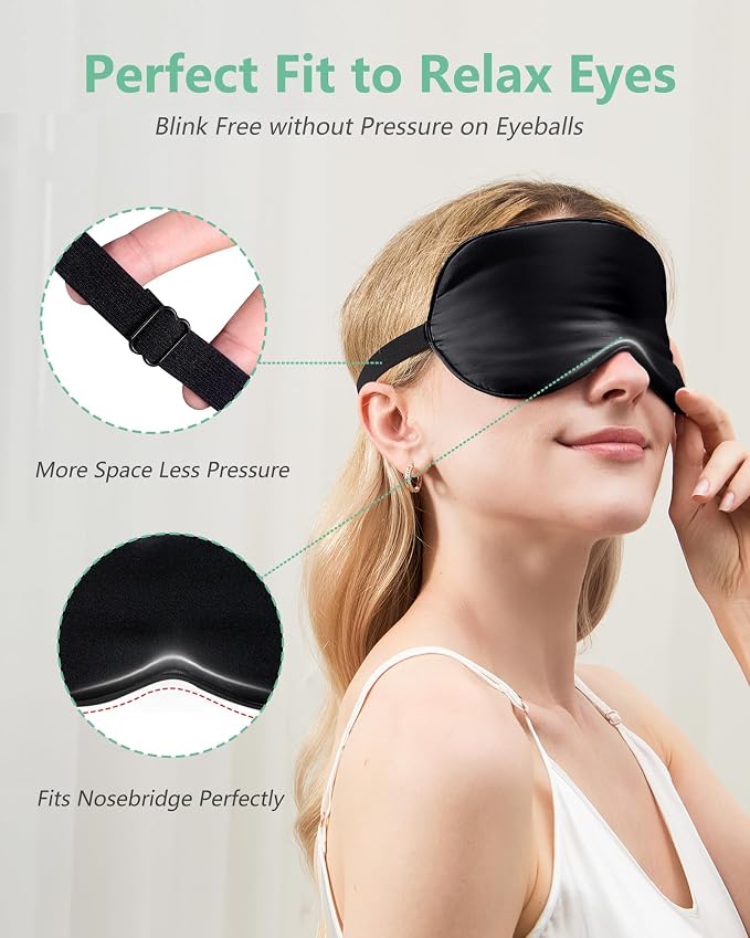 BeeVines 100% Real Mulberry Silk 2 Pack Sleep Mask, Pure Silk Eye Masks - Image 3