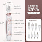 PELCAS Electric Nail File, 5 Speeds Nail Grinder - Image 5