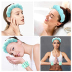 Zkptops Spa Headband for Washing Face Wristband Set Sponge Makeup Skincare - Image 4