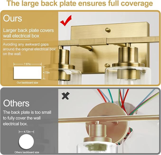 Indoi 4 Light Bathroom Light Fixtures, Brass Vanity Lights - Image 5