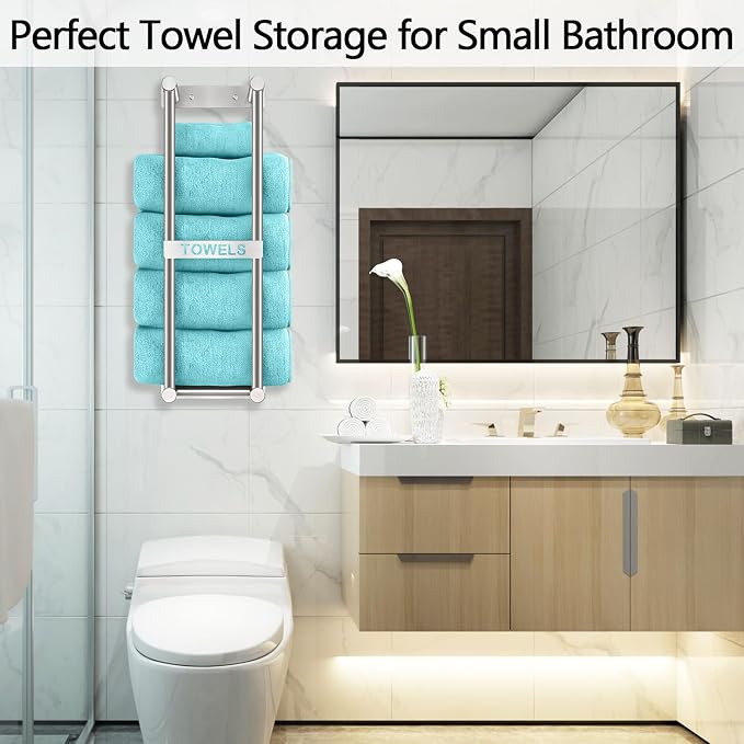 Towel Racks for Bathroom, STWWO Towel Storage for Small Bathroom 22inch - Image 6