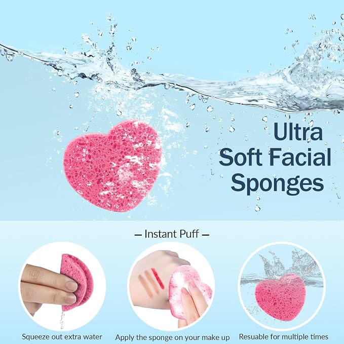 50-Count Facial Sponges Compressed, 100% Natural Cellulose Face Sponge - Image 5