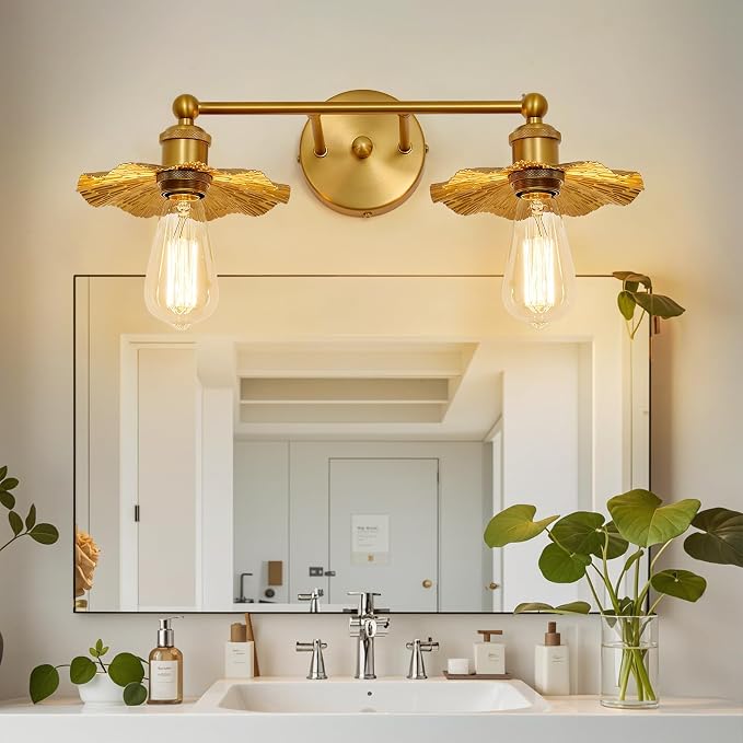 ZGLAOJT 2 Light Vintage Vanity Light Gold Bathroom Light Fixtures Over Mirror. - Image 8