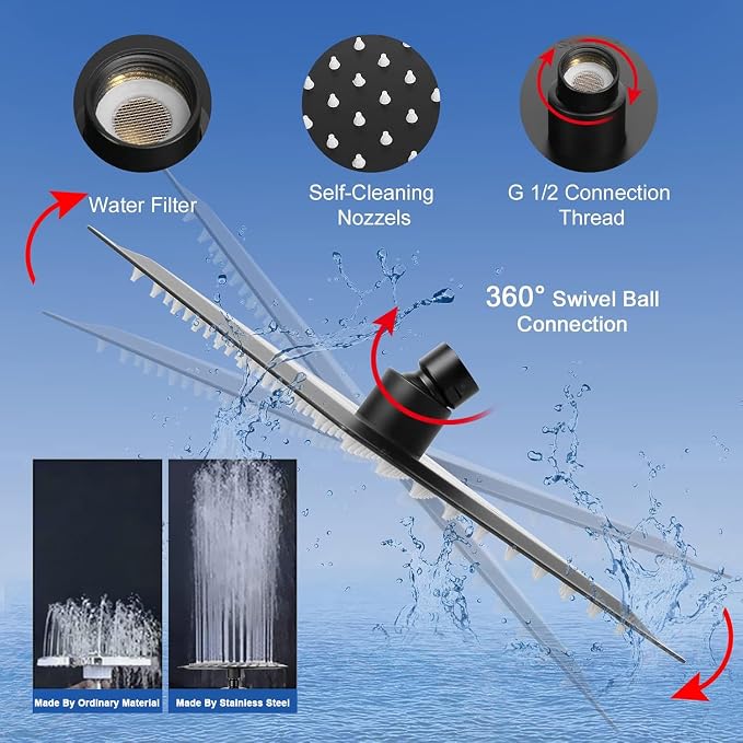 NearMoon Filtered Rain Shower Head, High Pressure 8″Square, and 5 settings - Image 4