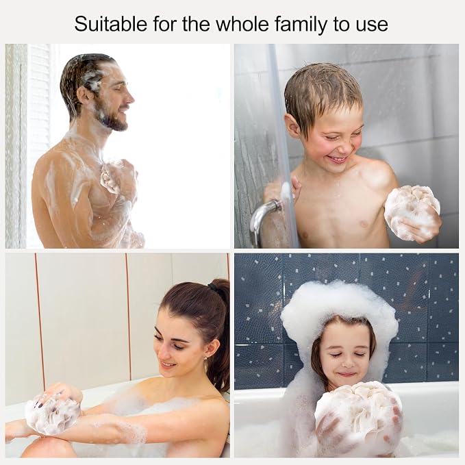 Fishent Loofah Bath Sponge Shower Loofahs, 4 Pack Soft Loofa Exfoliating Body - Image 6