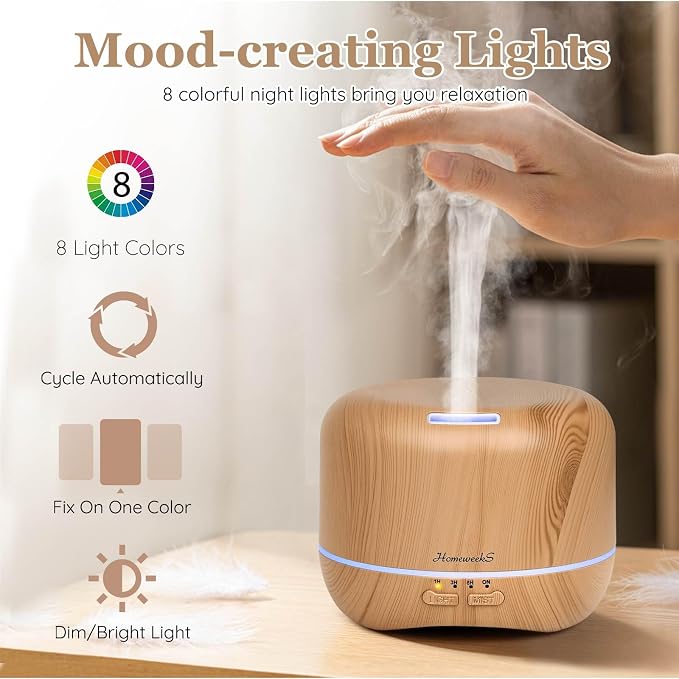 Homeweeks 300ml Essential Oil Diffuser, Quiet Aromatherapy Mist Diffusers - Image 5