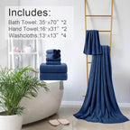 8-Piece Navy Bath Towels Set, 2 Oversized Large Bath Towels Sheet, 2 Hand - Image 6