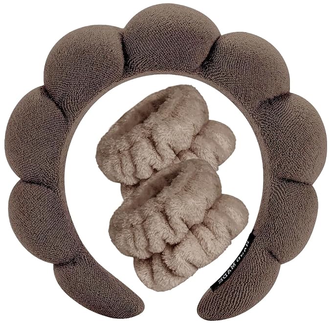 Spa Headbands for Washing Face Wristband Set Sponge Makeup Skincare Headband by Tetizo