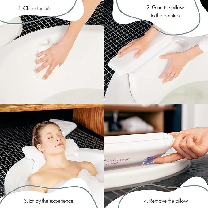 TranquilBeauty Bath Pillow, Pain Relief, 7 Suction Cups - Image 4