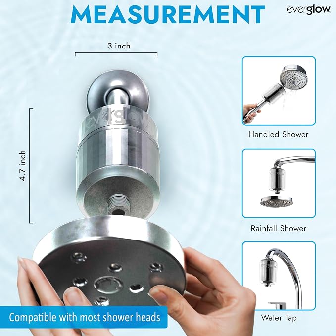EVERGLOW High-Output Shower Filter, Dry Skin, Heavy Metals and Vitamin C Infused - Image 5