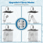 Hibbent 5-spray Dual Filtered Rainfall Shower Head Combo, High Pressure 13'' - Image 5