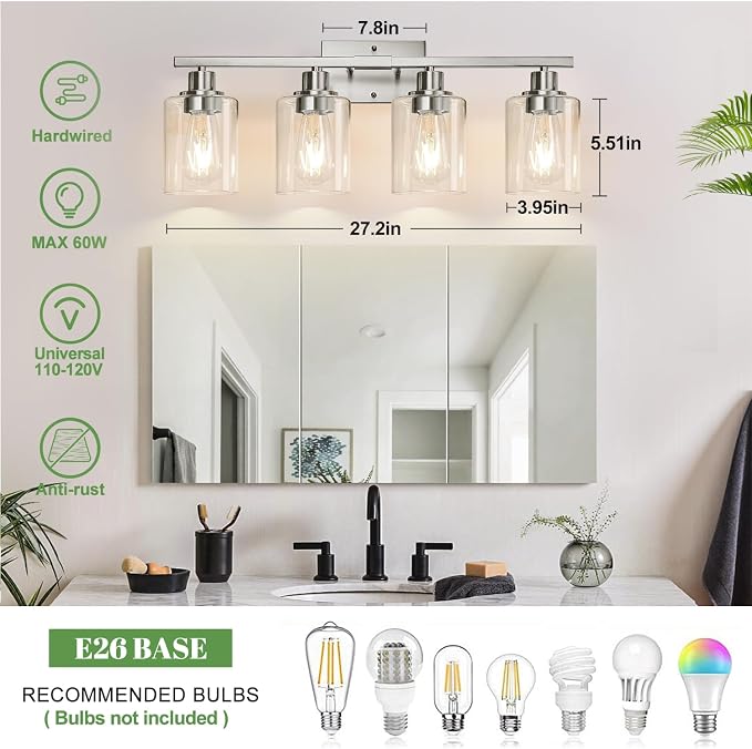 MOKATNG 4-Light Bathroom Light Fixtures, Vanity Light - Image 8