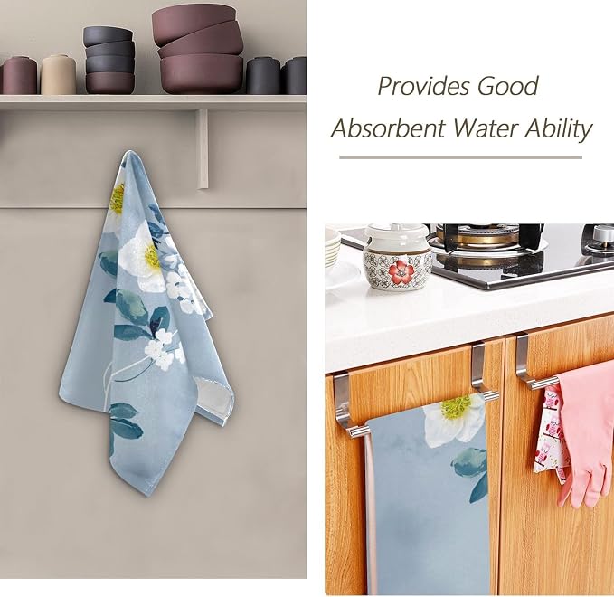 Blue White Floral Botanical Hand Towels - Image 6