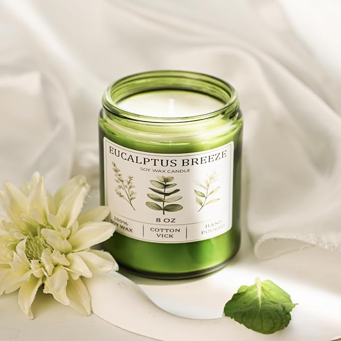 Eucalyptus & Mint Candles for Home Scented, 40 Hours Burn Soy Candle Gift for - Image 9