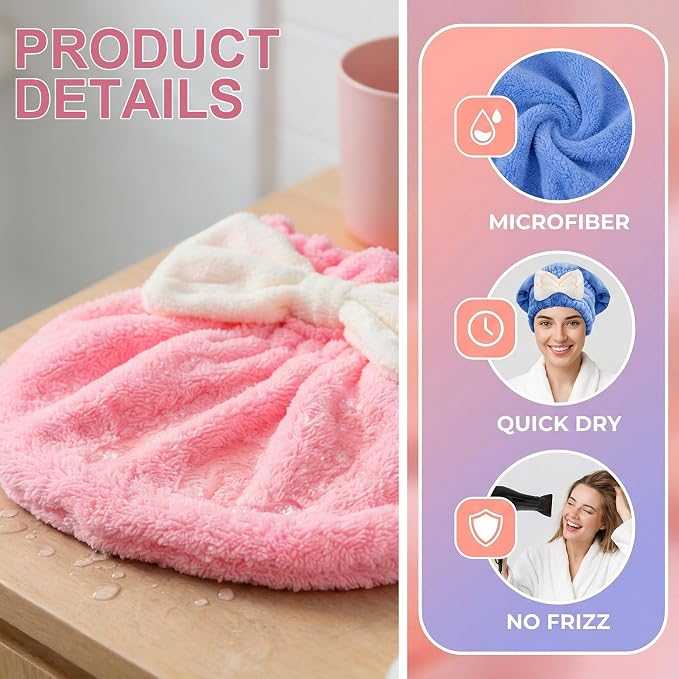 2 Pcs Hair Towel Wrap for Women, Microfiber Quick-Drying Hair Towel, Super - Image 3