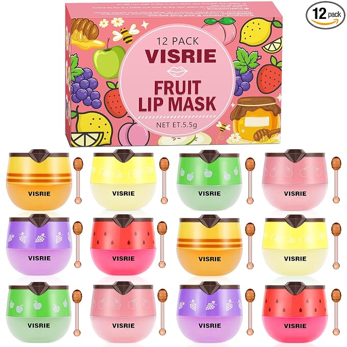 VISRIE Bee Lip Balm Honey Pot 12 Pack, Lip Sleeping Mask by VISRIE