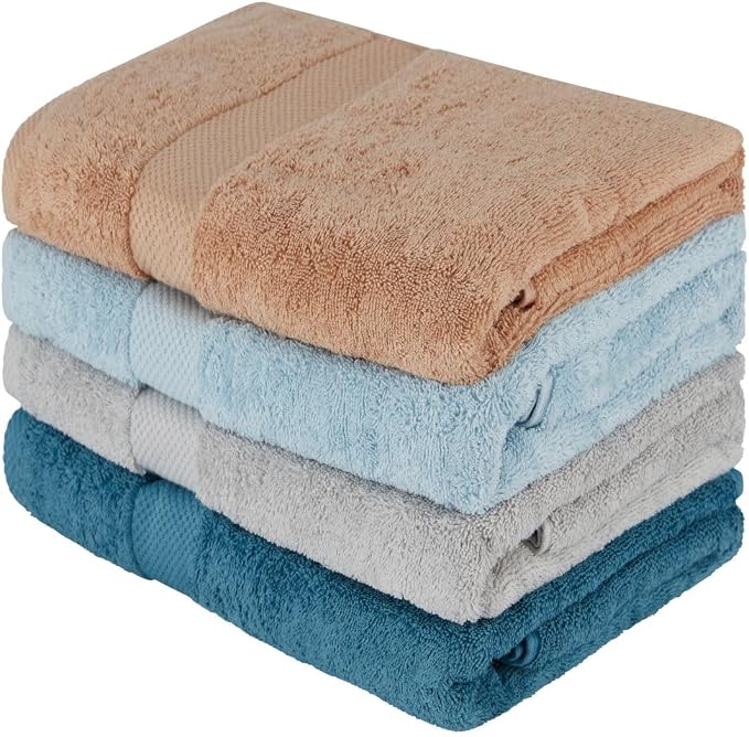 BolBom Towels 4 Pack Medium Bath Towel Set, 27“X54” Inches, 500 GSM 100% Ring by BolBomS