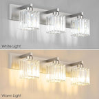 Aipsun Brushed Nickel Vanity Light Bathroom Lighting Fixtures 3 Light Crystal - Image 7
