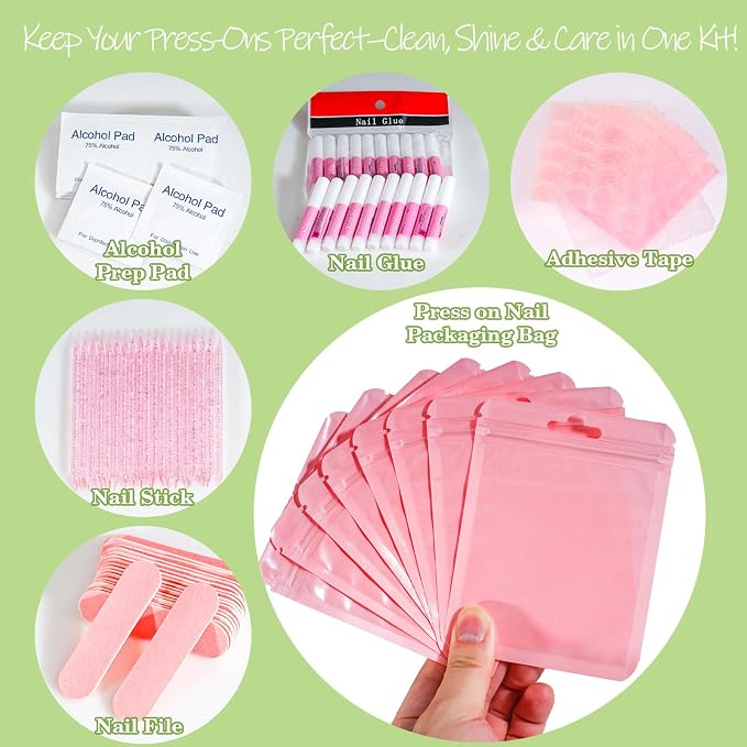 Press On Nail Tool Kit with Everything, Bebbtiy Nail Prep Tool Disposable - Image 3