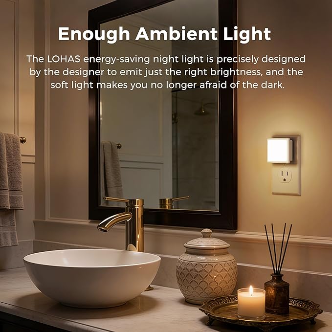 L LOHAS LED 3CCT Night Lights Plug into Wall 2-Pack, 0.3W Plug in Night Light - Image 2