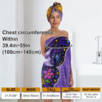 Women's Boho Butterfly Towel Wrap and Hair Drying Cap Set – Celestial Moon Sun - Image 3