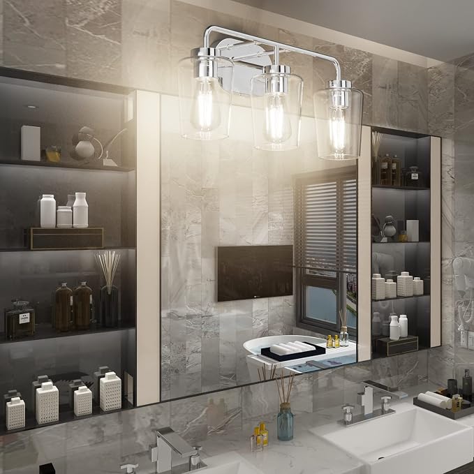 Tipace Modern Bathroom Vanity Lighting Fixtures 3-Lights Industrial Stainless - Image 3