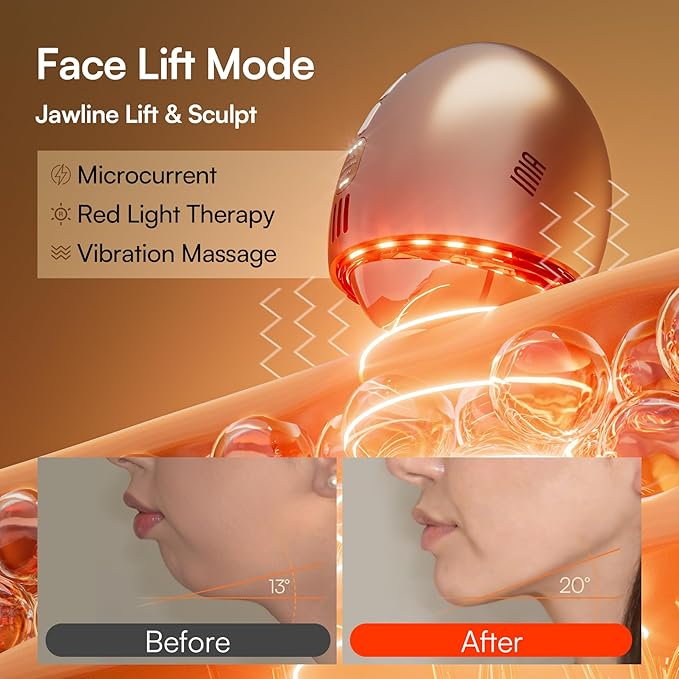 INIA 7-in-1 Red Light Therapy for Face and Neck Gua Sha Facial Massager Tool - Image 4