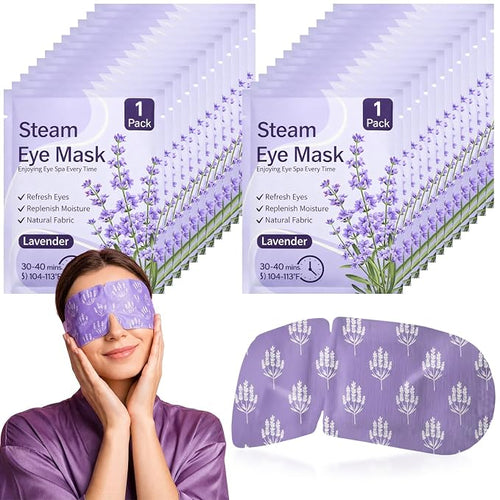 100 Pcs Steam Eye Masks for Dry Eyes Lavender Self Heated Steam Warm Eye Mask by Croloose