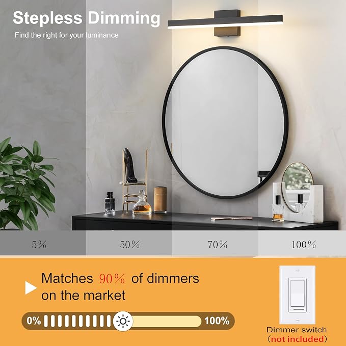 Black Bathroom Vanity Light 23.6 inch, 20W Dimmable 5CCT LED Modern Bathroom - Image 4