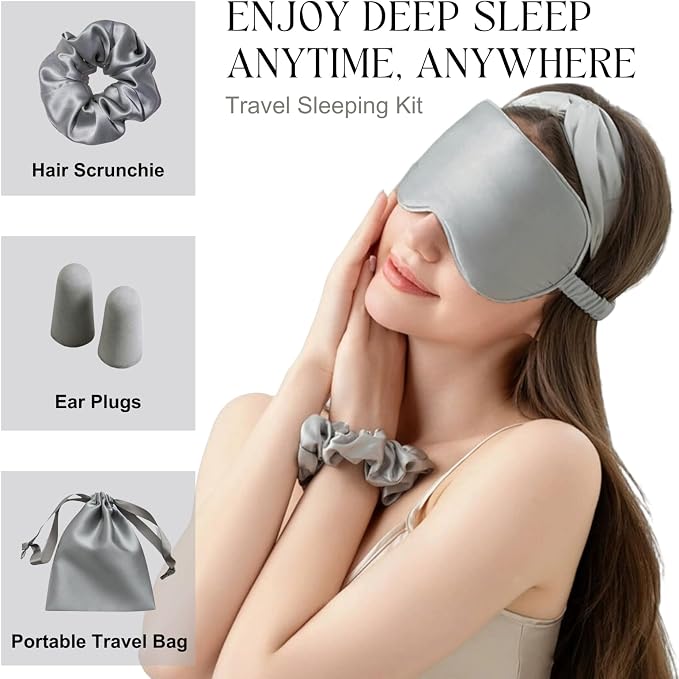 Silk Satin Sleeping Eye Mask, Soft Breathable Blackout Eyeshade Eye Cover - Image 6