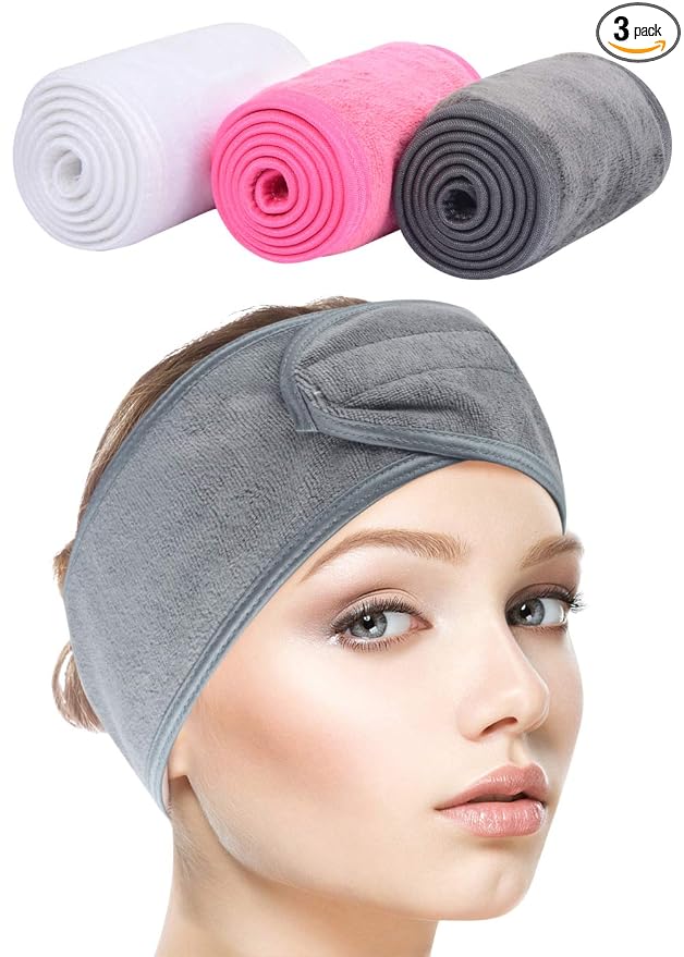 SINLAND Spa Headband for Women 3 Counts Adjustable Makeup Hair Band by SINLAND