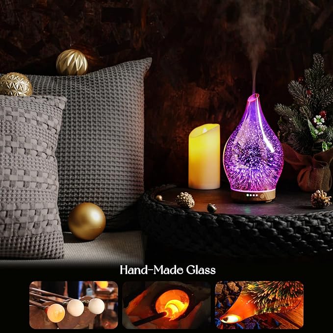 Porseme Essential Oil Diffuser 3D Firework Glass Aromatherapy Ultrasonic - Image 5