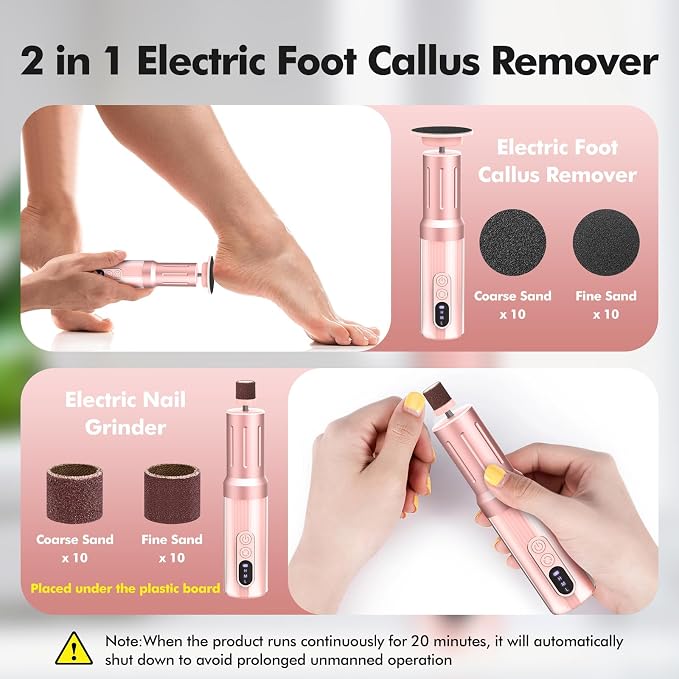 Electric Foot Callus Remover Cordless Electric Foot Filer Kit - Image 5