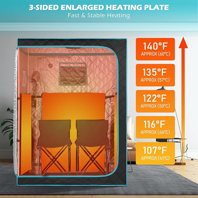 Smartmak Portable Far Infrared Sauna, Home Two Person Sauna Box - Image 4