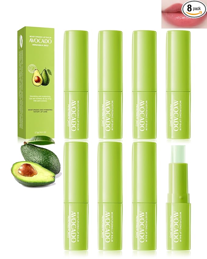 Lip Balm Set-8pcs Avocado Hydrating Lip Balm, Moisturizing Soothing Care Lip by LYSdefeu