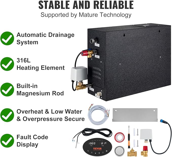 VEVOR Steam Shower Generator, 10.5 kW, Segmented Heating System - Image 4