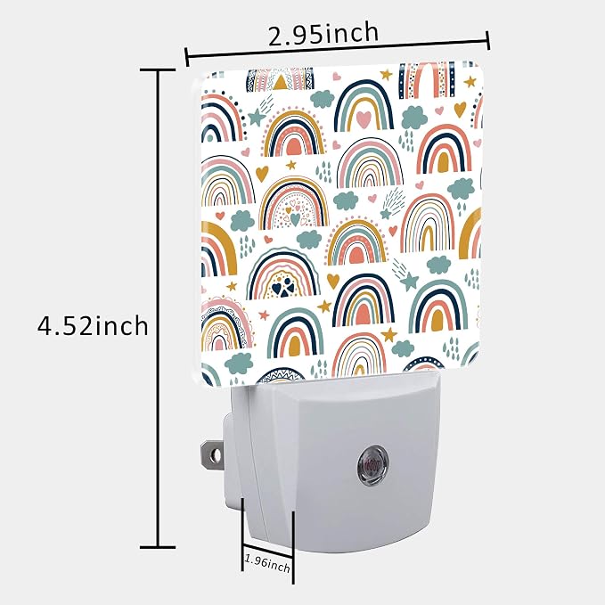 Night Light for Kids Girls Boys, Cute Boho Rainbows LED Night Light Plug into - Image 5