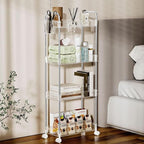 SPACEKEEPER Acrylic Rolling Storage Cart 4 Tier Clear Bathroom Cart Organizer - Image 7